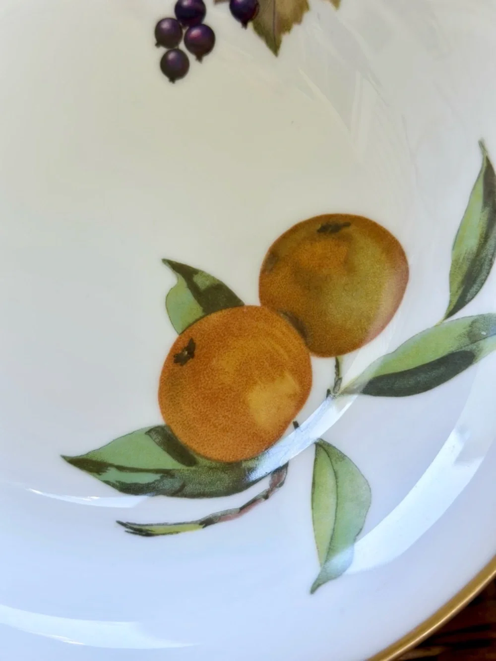2 Vintage Royal Worcester Evesham Oranges Cereal Bowls Set England Gold Trim
